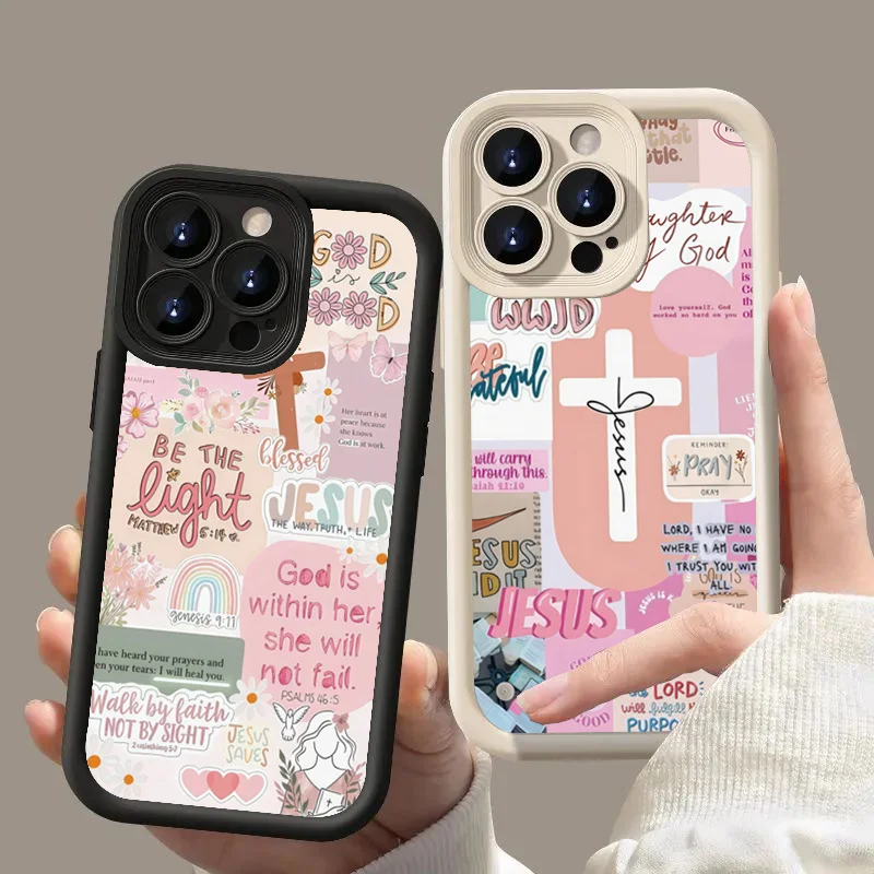 Phone Cases Jesus - Llogan com cruz rosa gráfico caso