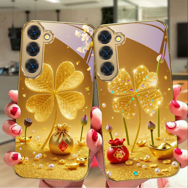 Phone Cases Galaxy S25 - Capa de celular de vidro dourado