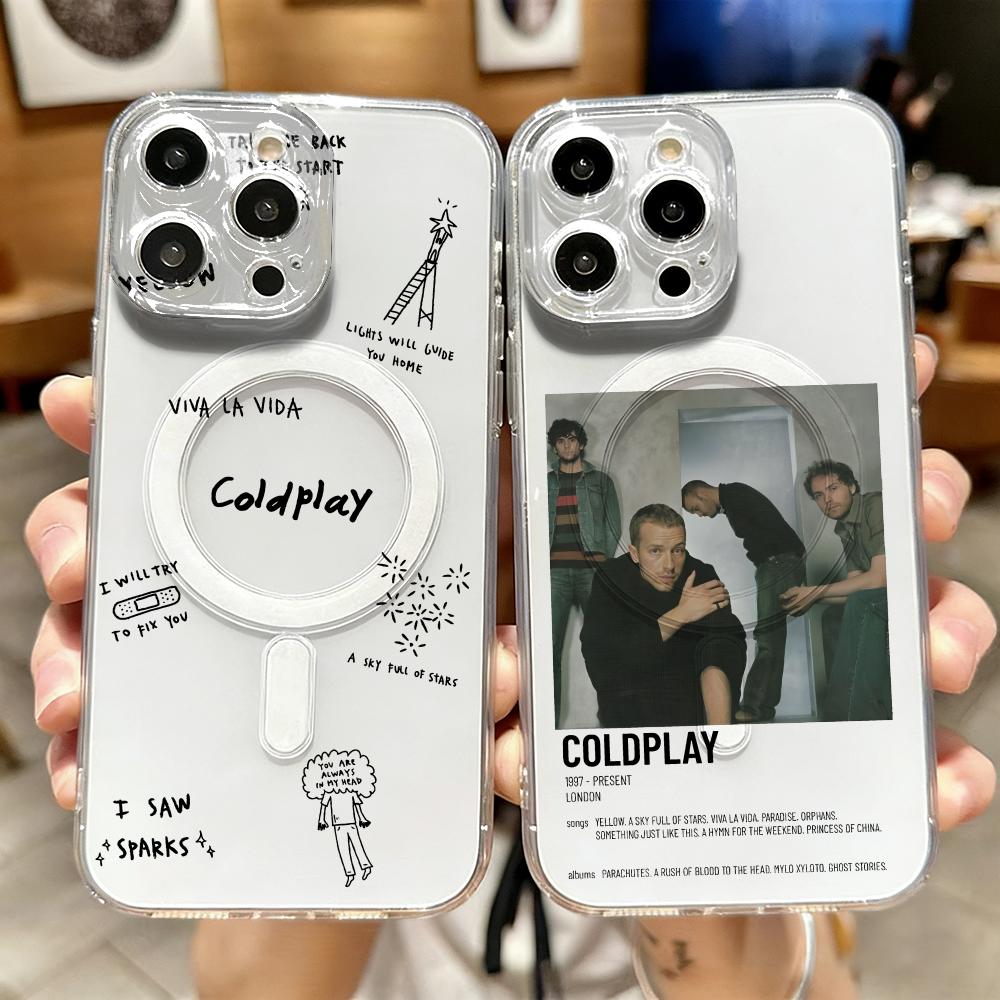 Phone Cases Iphone 17 Pro Max - Capa de Celular Transparente Magnética C-Coldplay