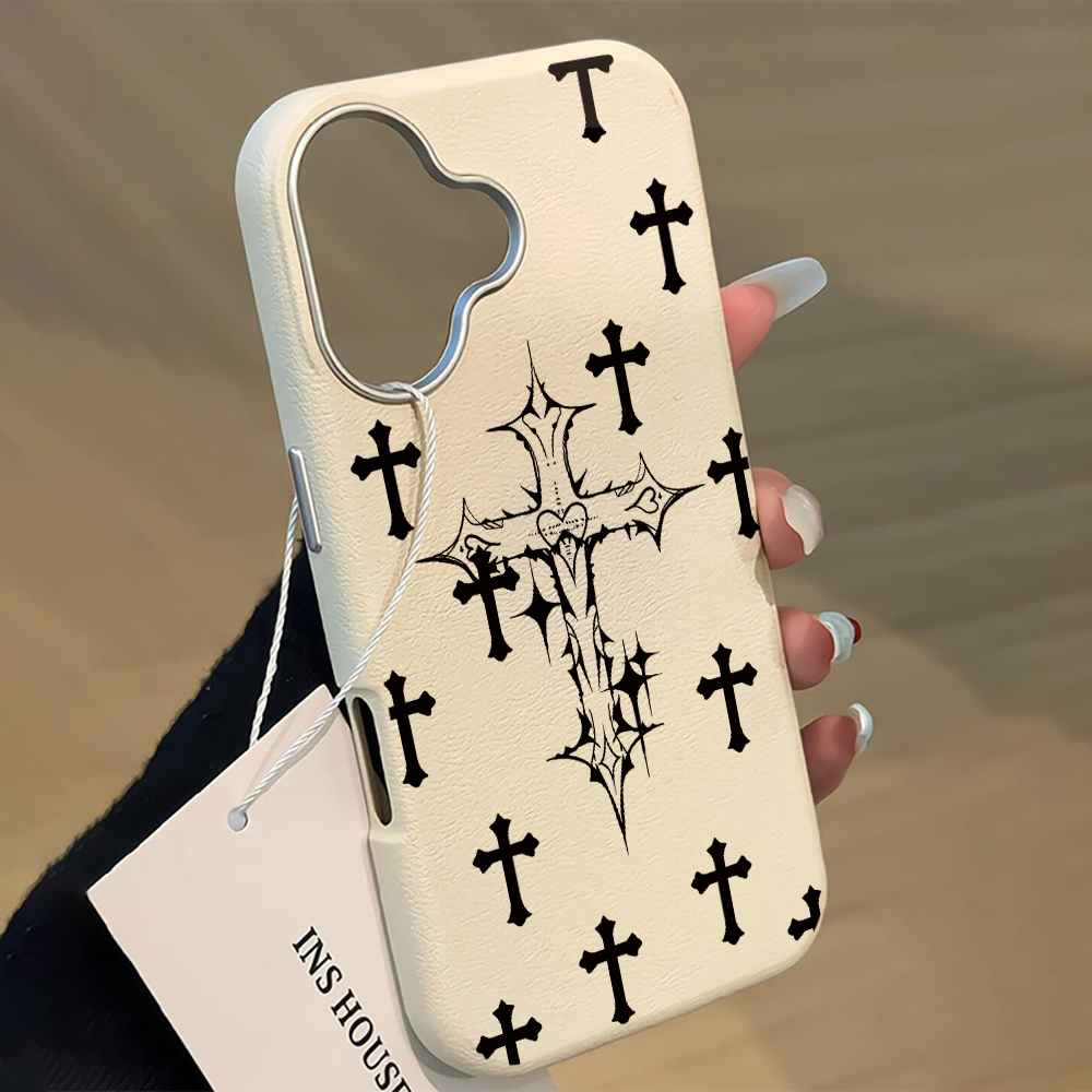 Phone Cases Drop Proof - Capa de Couro Antichoque com Cruz
