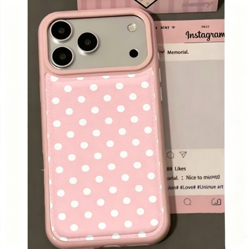 Phone Cases Pink - Capa de Couro Rosa com Bolinhas