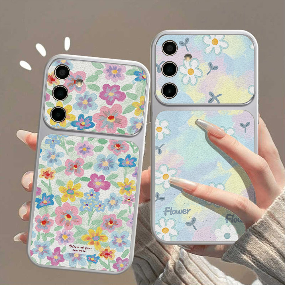 Phone Cases Galaxy S25 - Capa de Couro Floral Colorida para