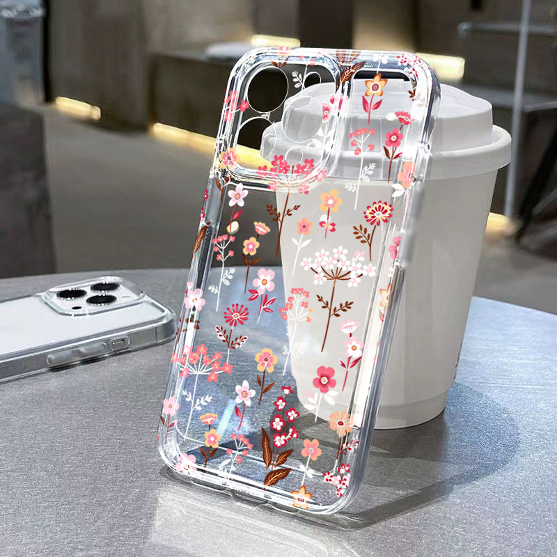 Phone Cases Pink - Capa Transparente Floral Branca e Rosa