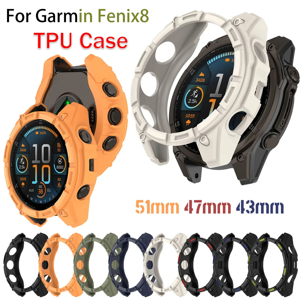 Phone Cases Android - Capa tpu para garmin fenix8 51/47/43mm