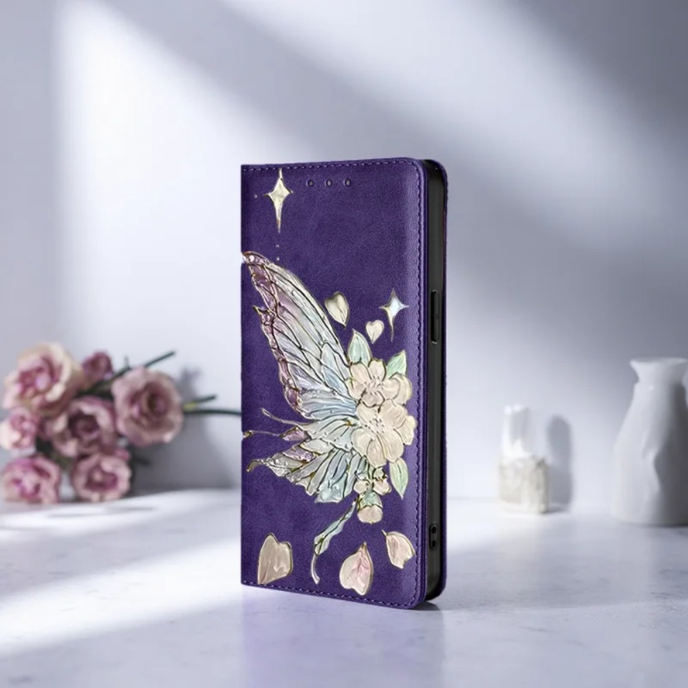 Phone Cases Galaxy S25 - Capa Carteira Magnética de Couro Pintada