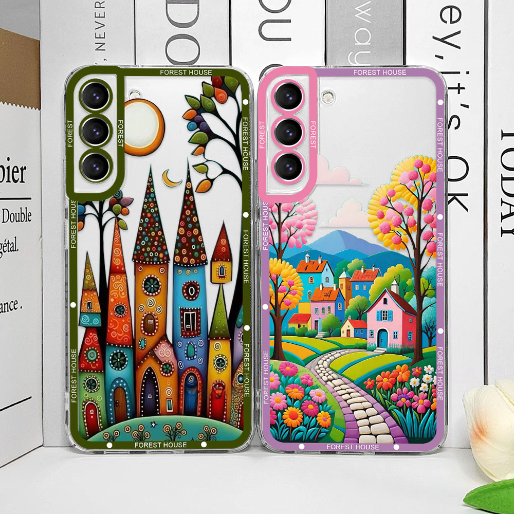 Pintado à mão floresta casa cl - Phone Cases Burga avaliação e preço