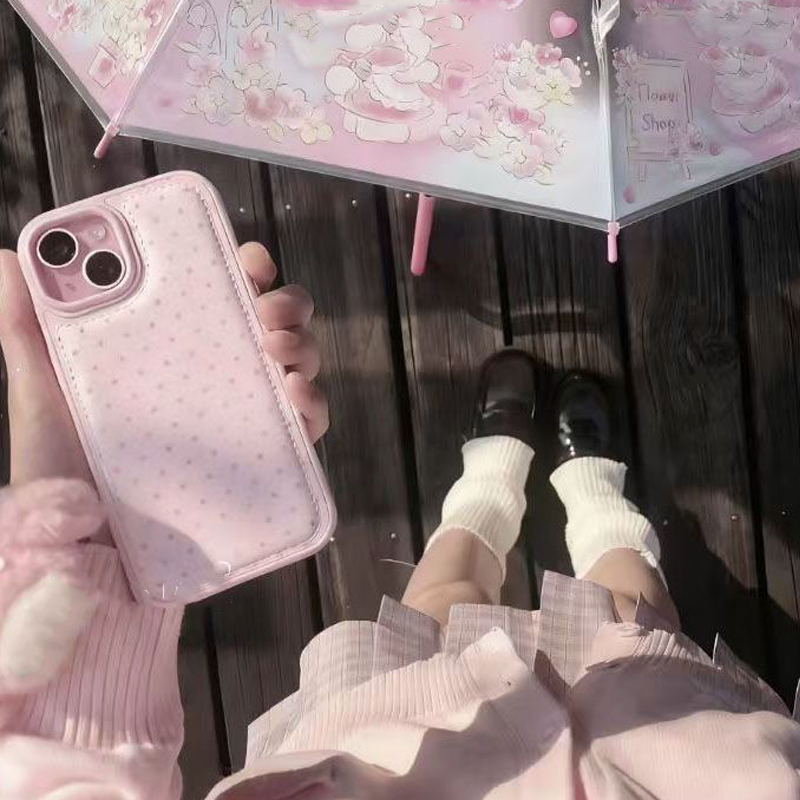Capa de Couro Rosa com Bolinha - Phone Cases Pink avaliação e preço