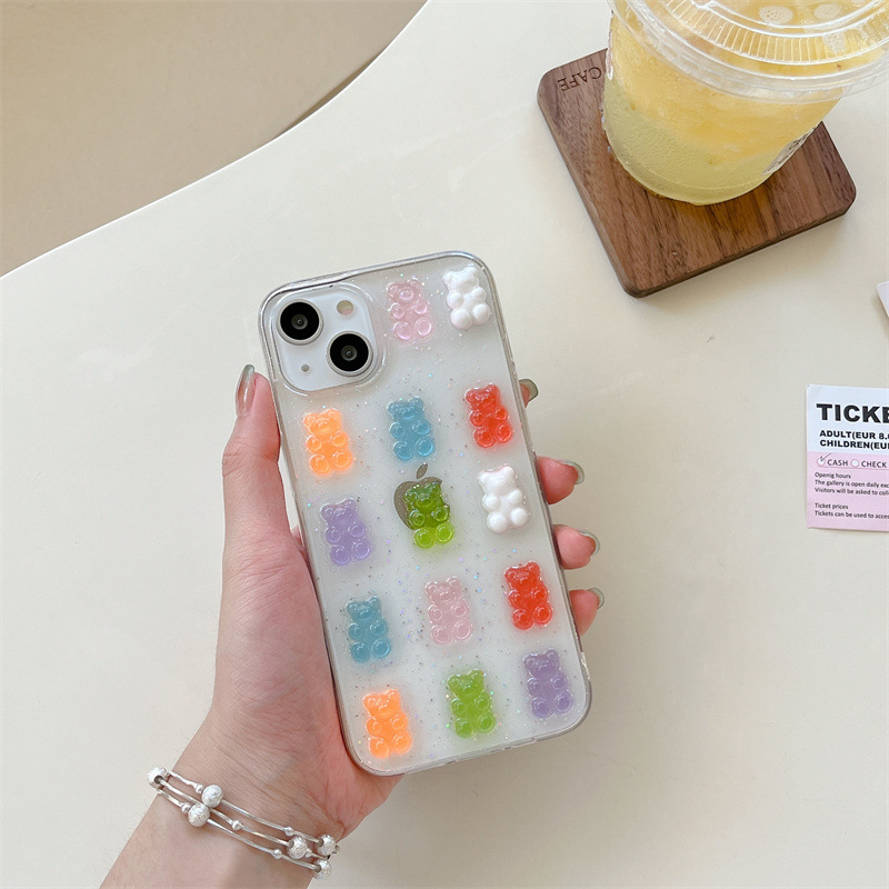 Bonito 3d colorido urso gota c - Phone Cases Drop Proof avaliação e preço