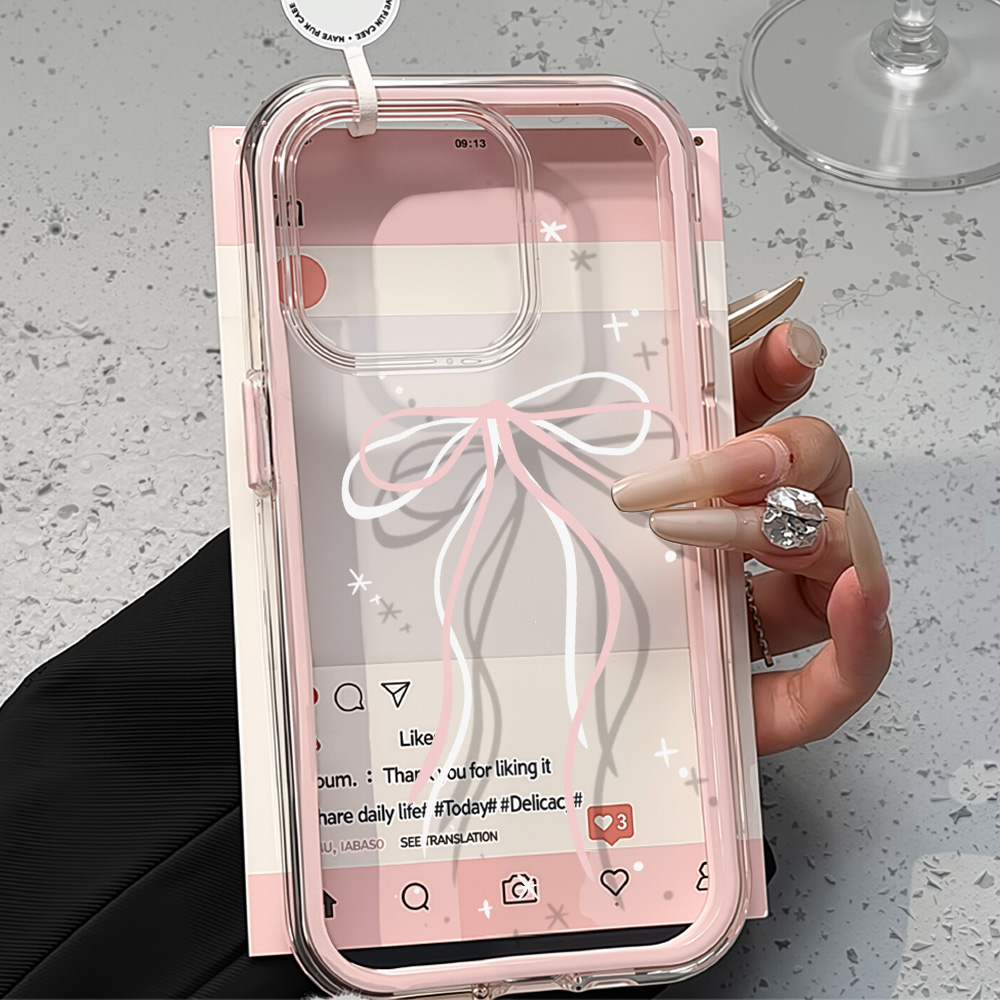 Capa Transparente Rosa com Laç - Phone Cases Pink avaliação e preço